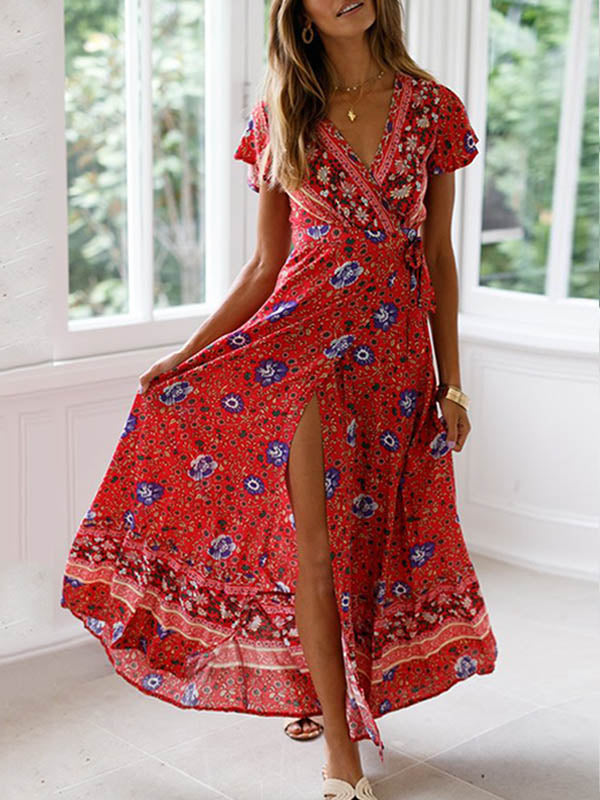 Bella Frauen Maxi-Wickelkleid | 100% Polyester, Bohemian-Stil 0