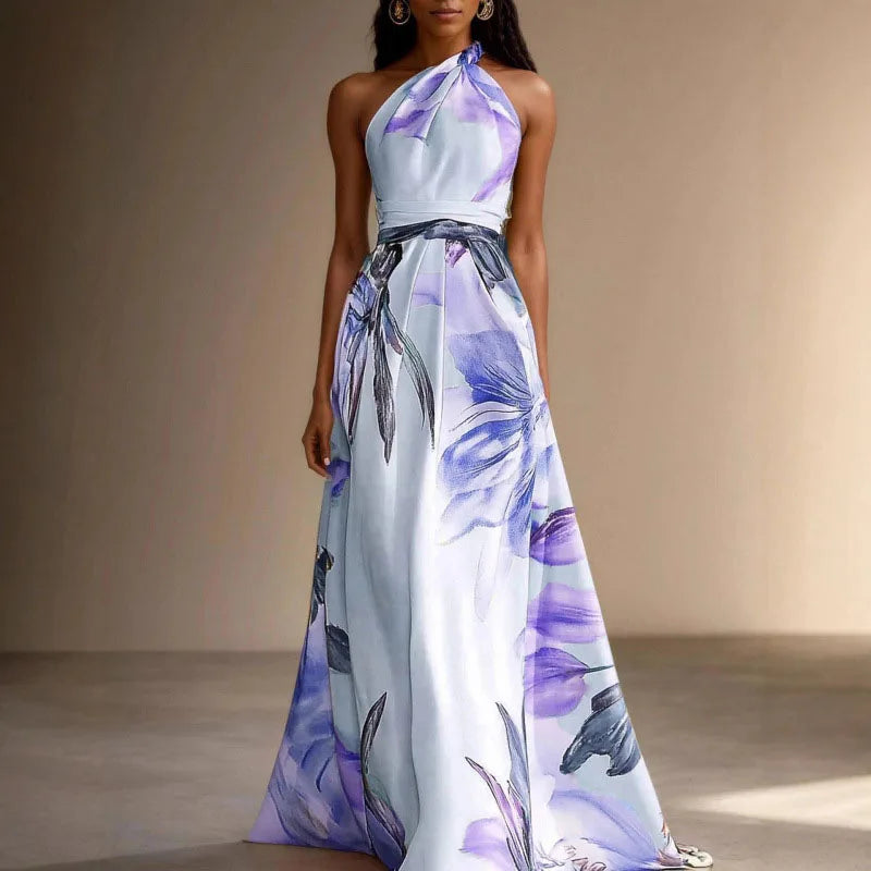 Bella Frauen Maxi Kleid | Eleganter Blumen Druck, Ein Schulter 2