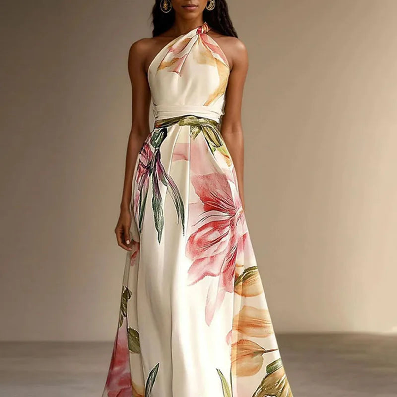 Bella Frauen Maxi Kleid | Eleganter Blumen Druck, Ein Schulter 4