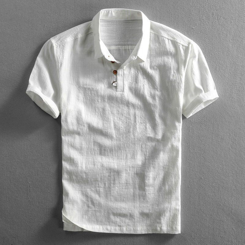Werner Dunkelblau Baumwoll-Leinen Kurzarm-Poloshirt für Herren | Leicht Luftig | Sommer Freizeit - S-5XL