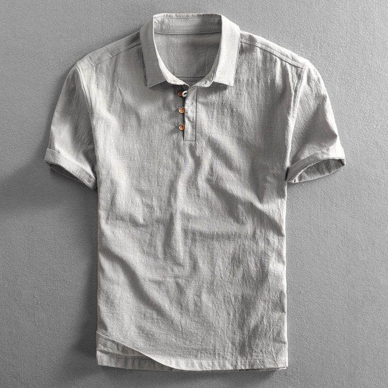 Werner Dunkelblau Baumwoll-Leinen Kurzarm-Poloshirt für Herren | Leicht Luftig | Sommer Freizeit - S-5XL