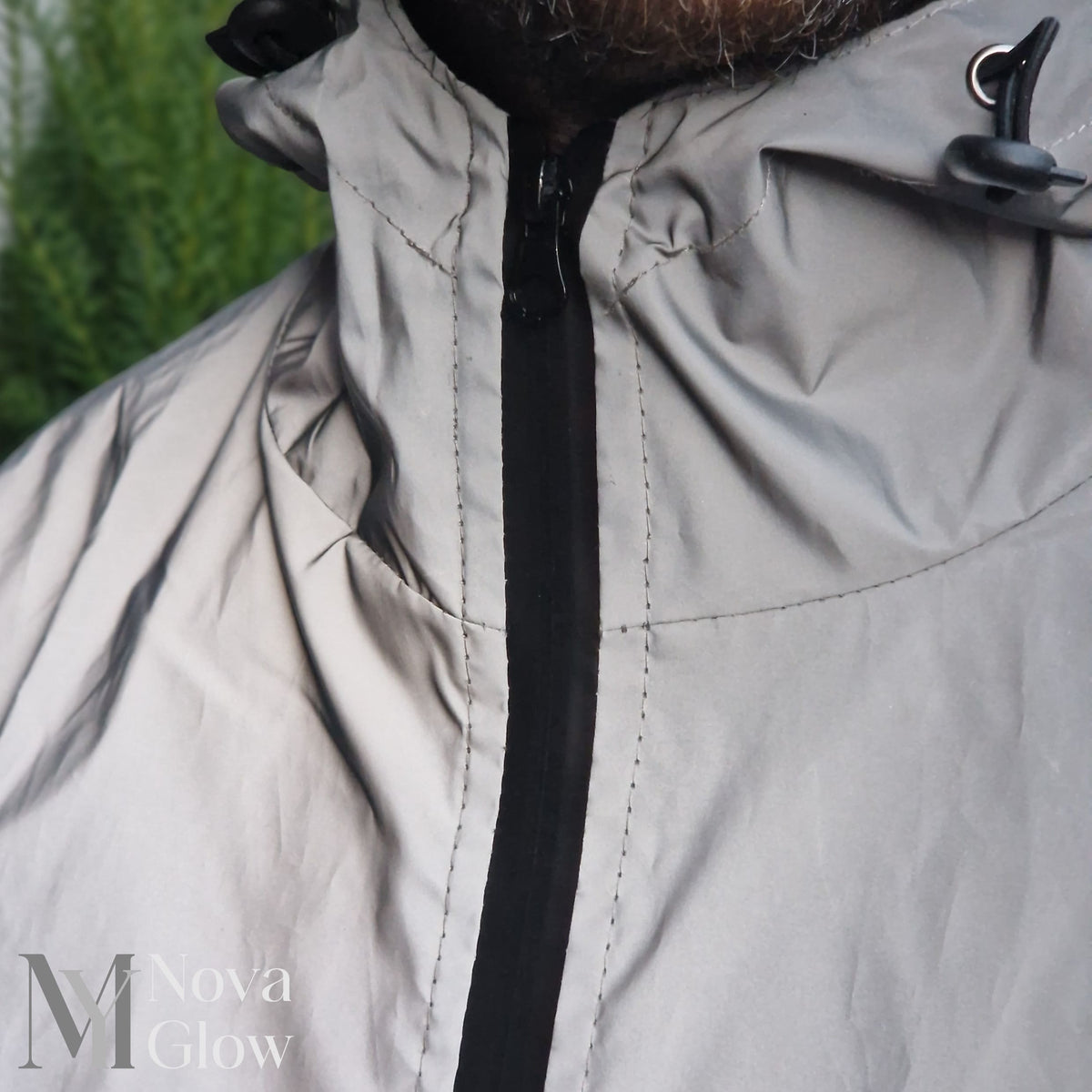 Georg Silbergrau Reflektierende Jacke mit Kapuze für Herren | Winddicht Outdoor Laufen - S/M/L/XL/2XL