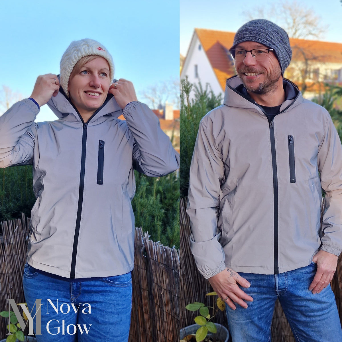 Georg Silbergrau Reflektierende Jacke mit Kapuze für Herren | Winddicht Outdoor Laufen - S/M/L/XL/2XL