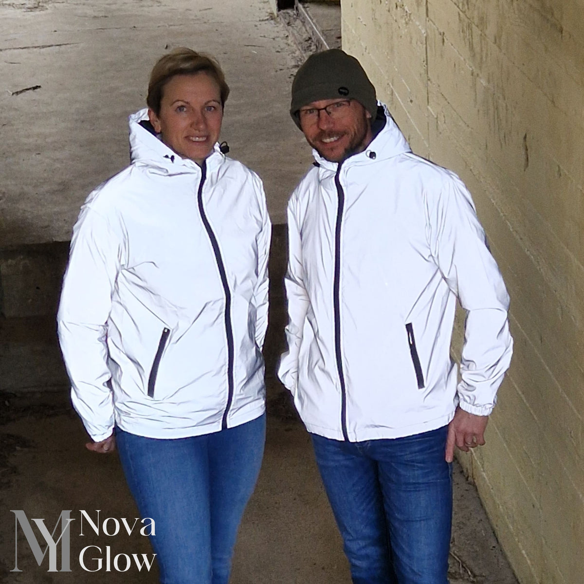 Georg Silbergrau Reflektierende Jacke mit Kapuze für Herren | Winddicht Outdoor Laufen - S/M/L/XL/2XL