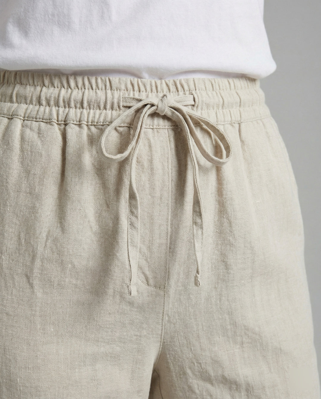 Margrit Beige Linen-Look Tapered Hose für Damen | Lockere Passform mit Kordelzug | Freizeit und Reisen - XS-5XL