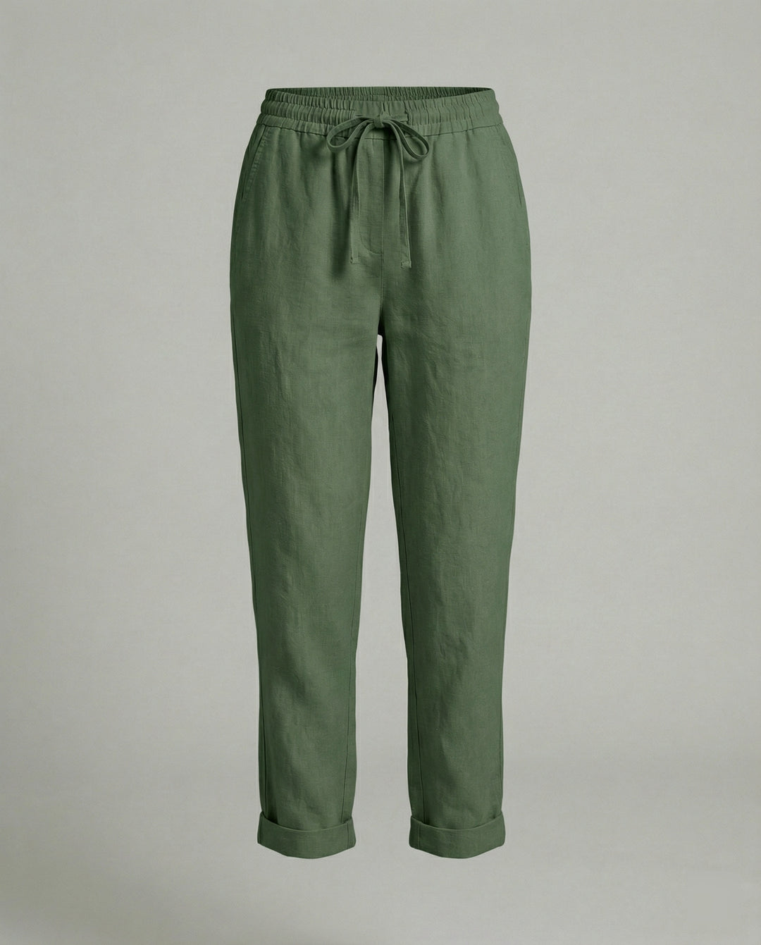 Margrit Beige Linen-Look Tapered Hose für Damen | Lockere Passform mit Kordelzug | Freizeit und Reisen - XS-5XL