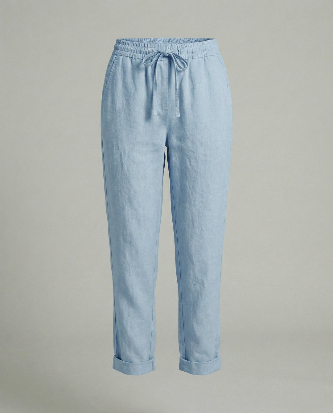 Margrit Beige Linen-Look Tapered Hose für Damen | Lockere Passform mit Kordelzug | Freizeit und Reisen - XS-5XL