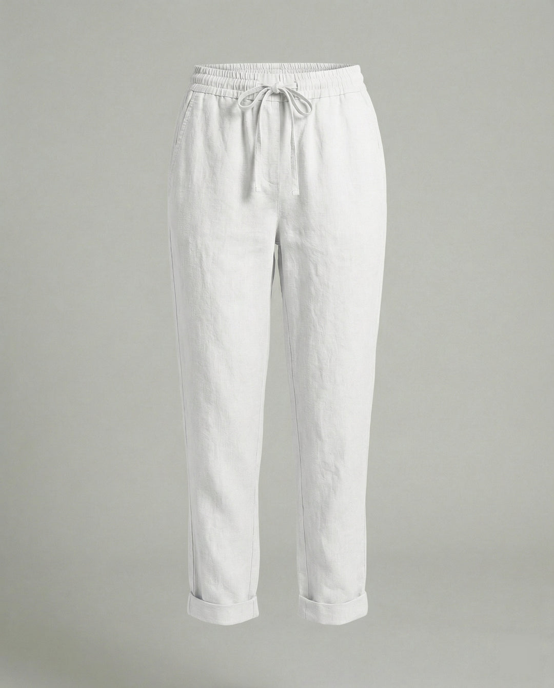 Margrit Beige Linen-Look Tapered Hose für Damen | Lockere Passform mit Kordelzug | Freizeit und Reisen - XS-5XL