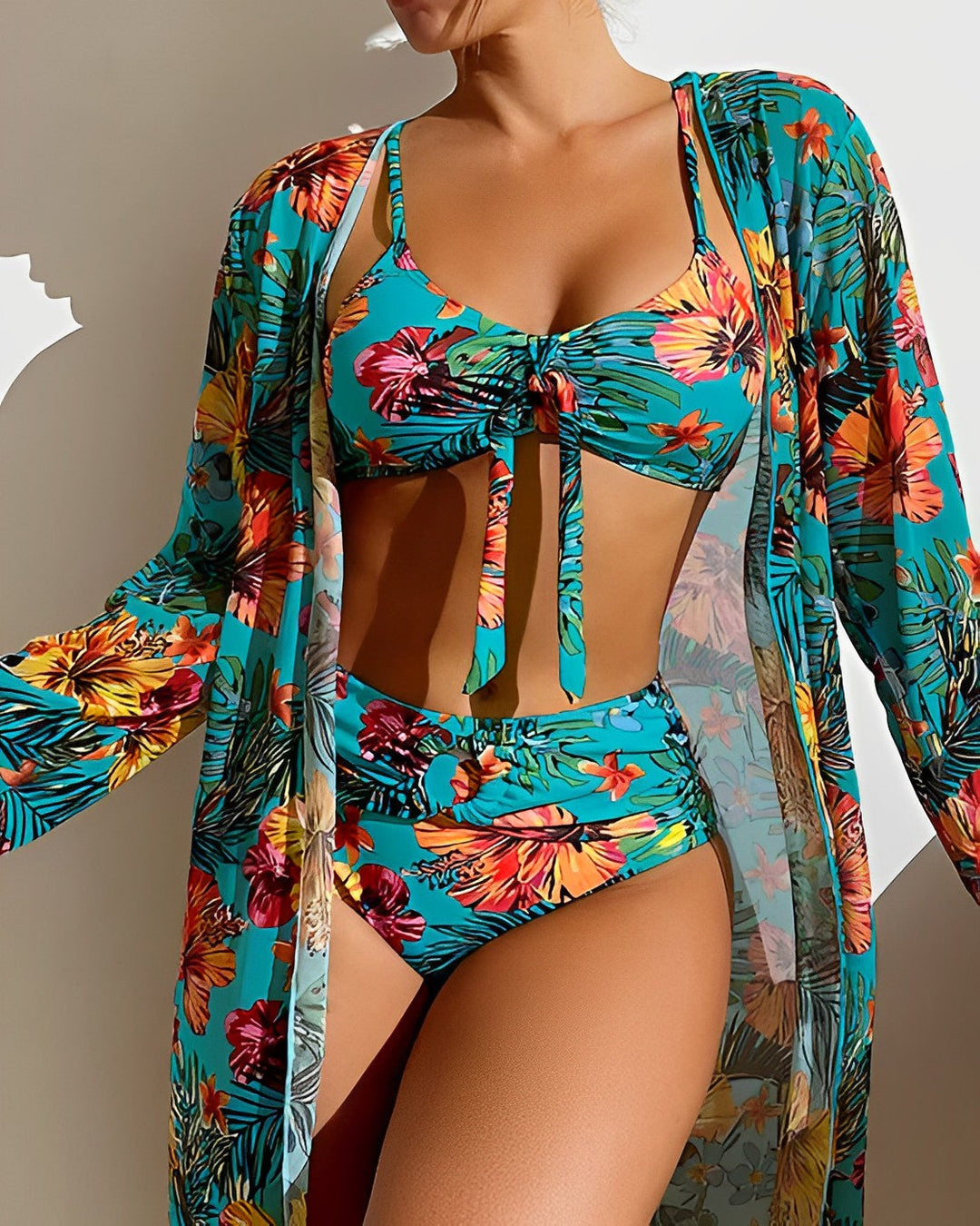 Bina Damen Bikini Set | Florales Knotenoberteil 4