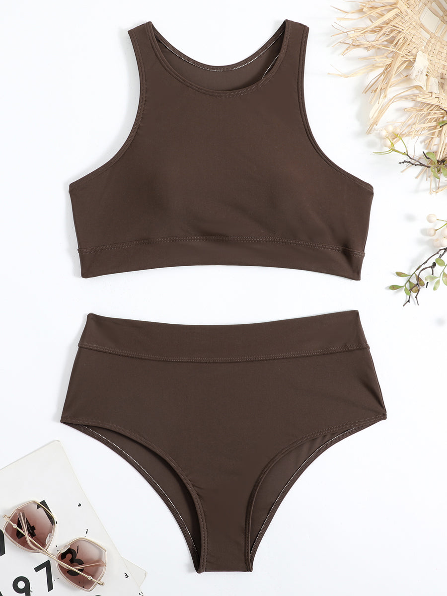 Bina Damen Bikini Set | Geschlossenes Oberteil, Hoher Beinausschnitt 8