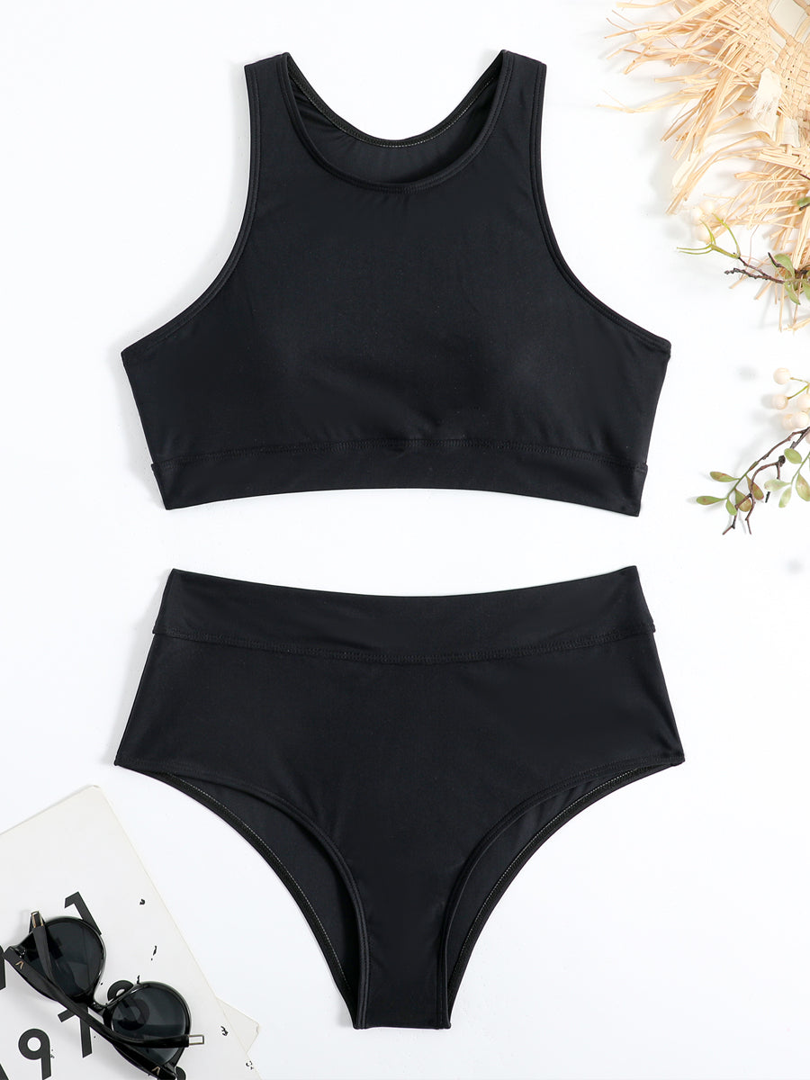 Bina Damen Bikini Set | Geschlossenes Oberteil, Hoher Beinausschnitt 9