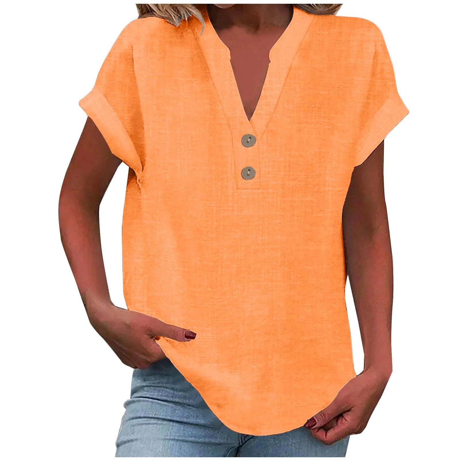 Bina Damen Bluse | Baumwolle-Leinen-Mischung, V-Ausschnitt 3