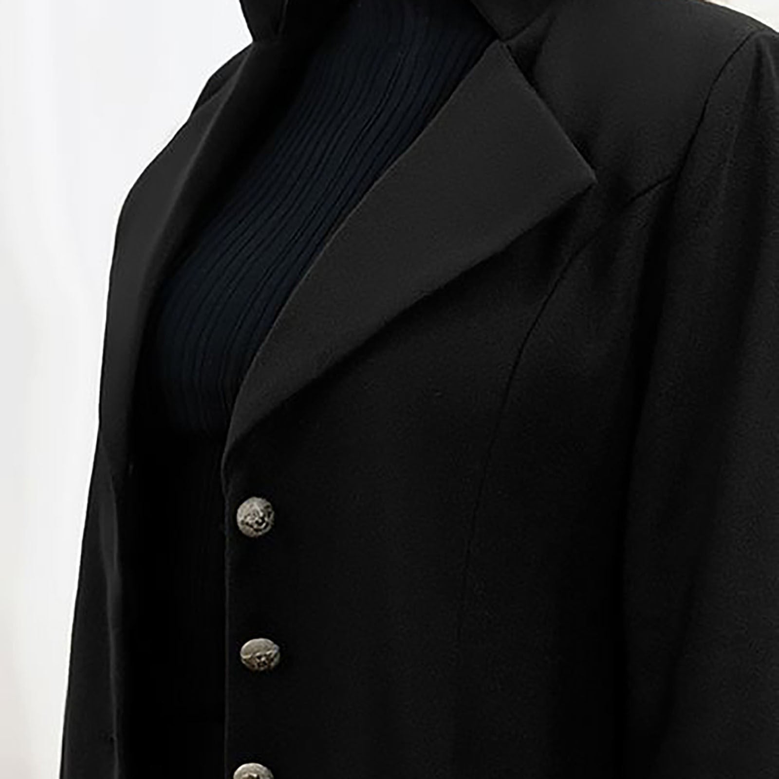 Brigitte Schwarz Taillierter Langer Wollmantel für Damen | Eleganter Wintermantel mit Knöpfen - S/M/L/XL/2XL/3XL
