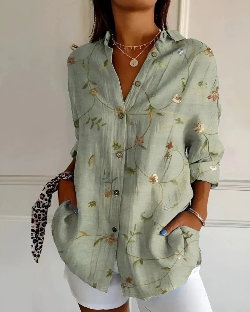 Blaire Damen Bluse | Printdesign mit Knopfleiste, 100% Baumwolle 0