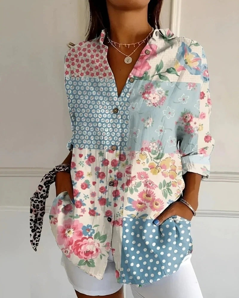 Blaire Damen Bluse | Printdesign mit Knopfleiste, 100% Baumwolle 2