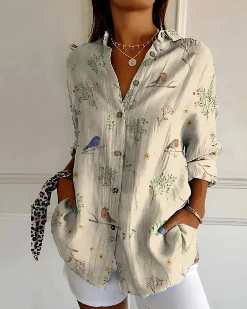 Blaire Damen Bluse | Printdesign mit Knopfleiste, 100% Baumwolle 3