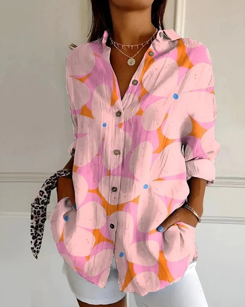 Blaire Damen Bluse | Printdesign mit Knopfleiste, 100% Baumwolle 4