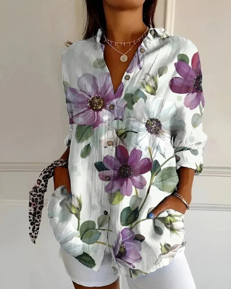 Blaire Damen Bluse | Printdesign mit Knopfleiste, 100% Baumwolle 6