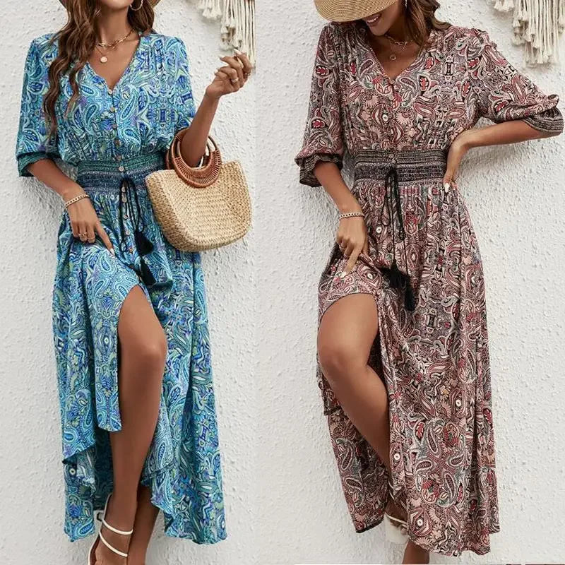 Bora Bohemian Kleid für Frauen | Baumwolle, Sieben-Ärmel-Design 0