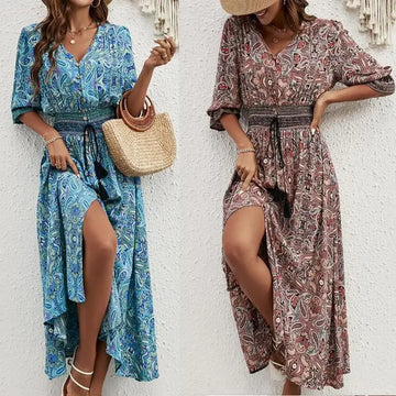 Bora Bohemian Kleid für Frauen | Baumwolle, Sieben-Ärmel-Design 0