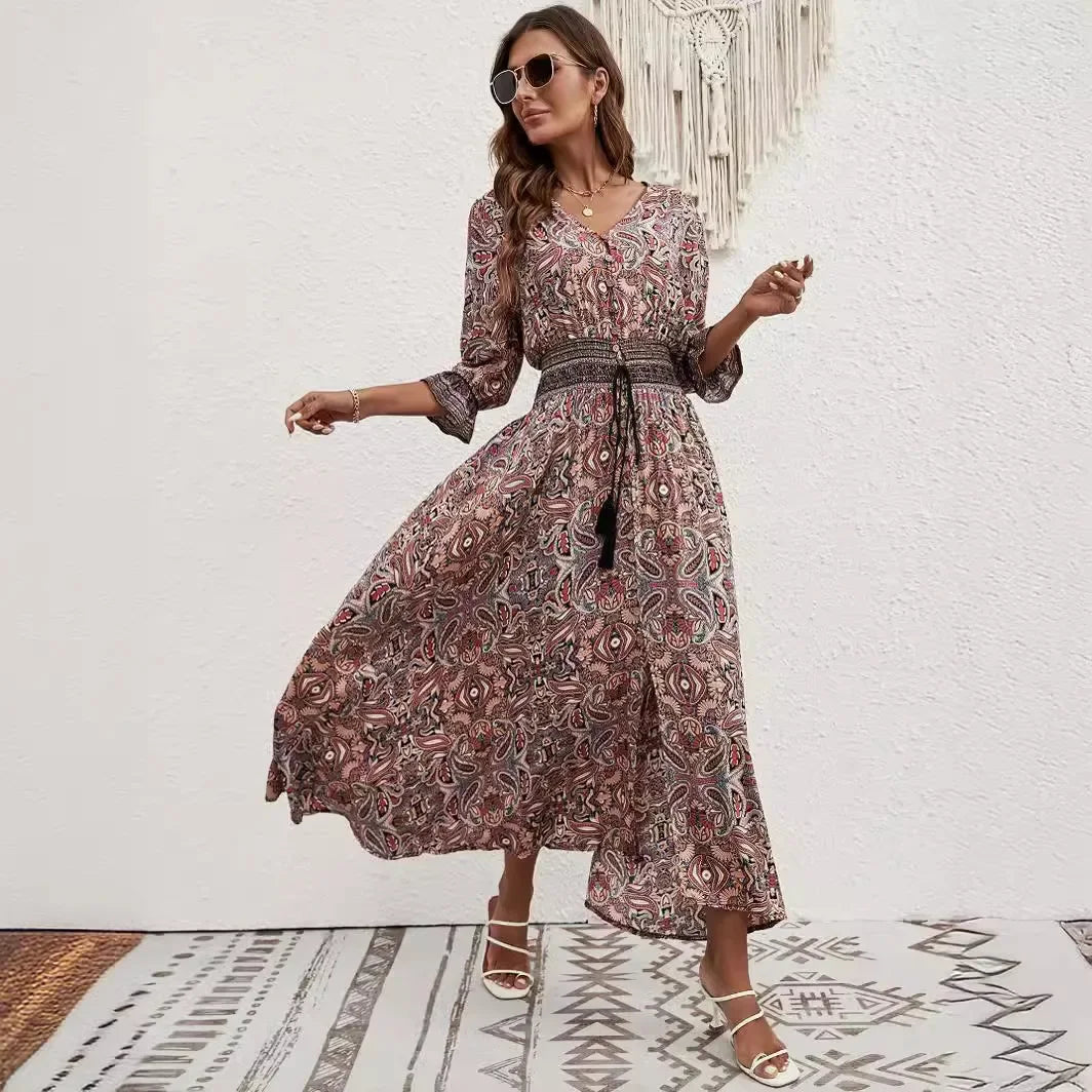 Bora Bohemian Kleid für Frauen | Baumwolle, Sieben-Ärmel-Design 1