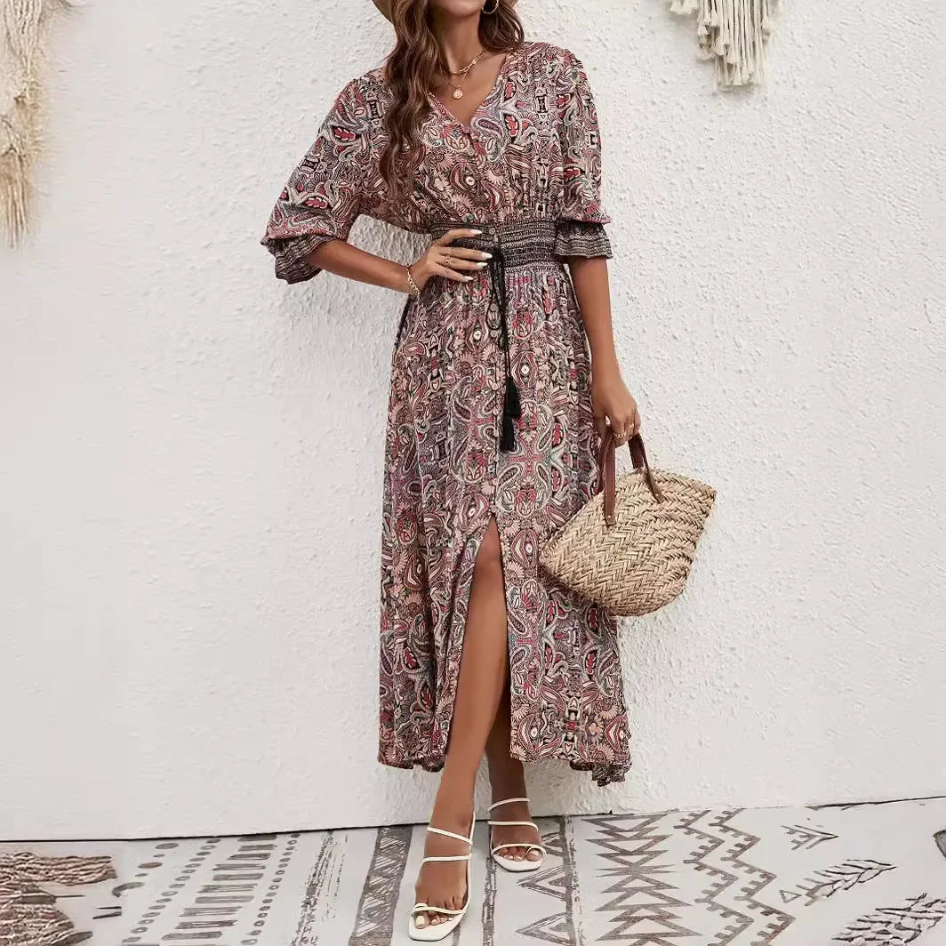 Bora Bohemian Kleid für Frauen | Baumwolle, Sieben-Ärmel-Design 2
