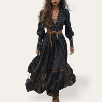 Bora Damen Maxikleid | Elegante Stickerei, Sommer Kleid Lang 0