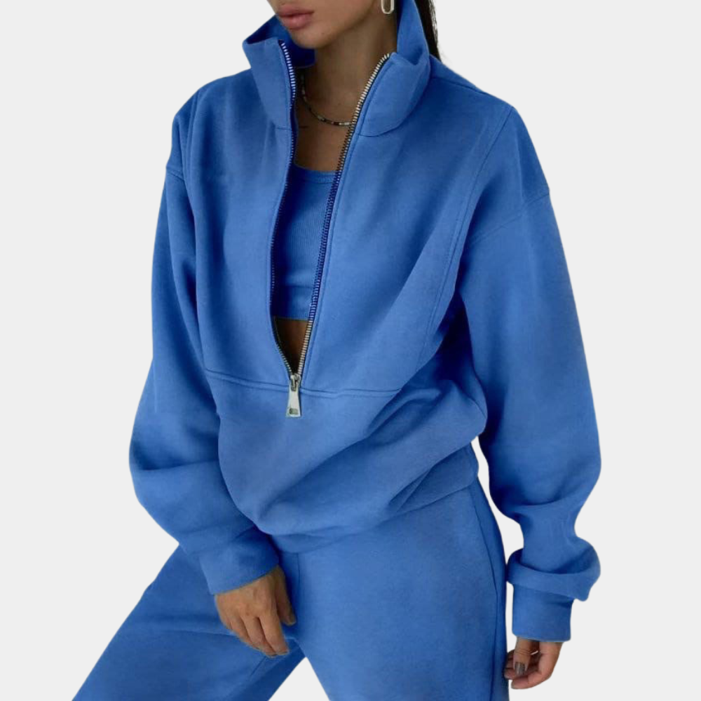 Vreni Grün Oversized Zweiteiler Jogginganzug für Damen | Casual Freizeit Reissverschluss - S/M/L/XL