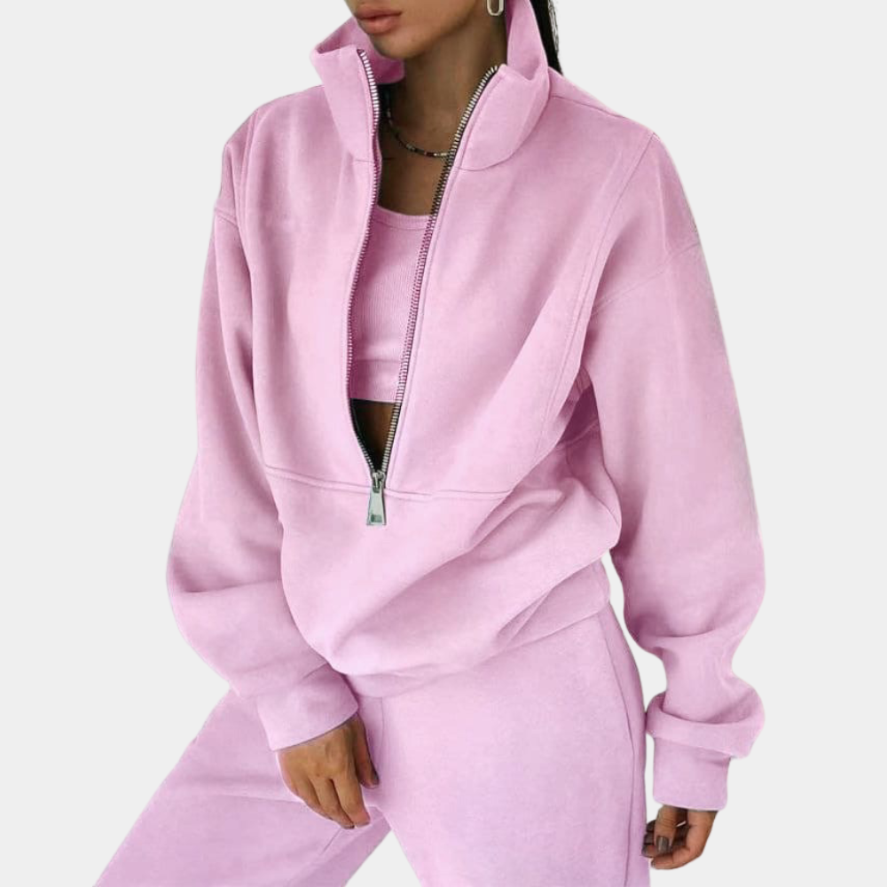 Vreni Grün Oversized Zweiteiler Jogginganzug für Damen | Casual Freizeit Reissverschluss - S/M/L/XL