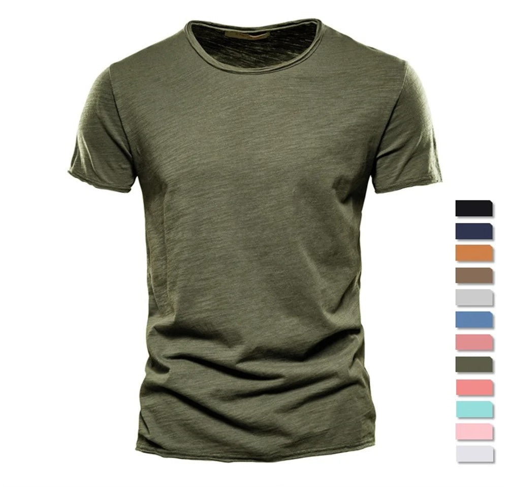 Werner Grau Slub Baumwoll-T-Shirt für Herren | Atmungsaktiv Slim Fit | Freizeit & Reisen | Unifarben - S/M/L/XL/2XL