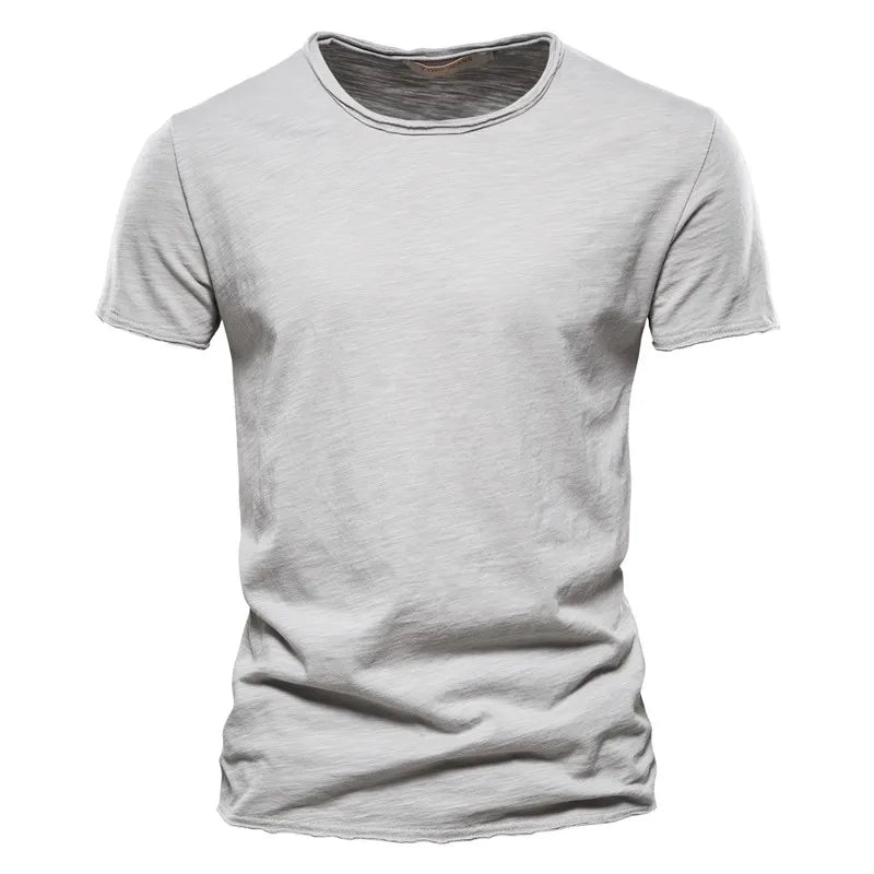 Werner Grau Slub Baumwoll-T-Shirt für Herren | Atmungsaktiv Slim Fit | Freizeit & Reisen | Unifarben - S/M/L/XL/2XL