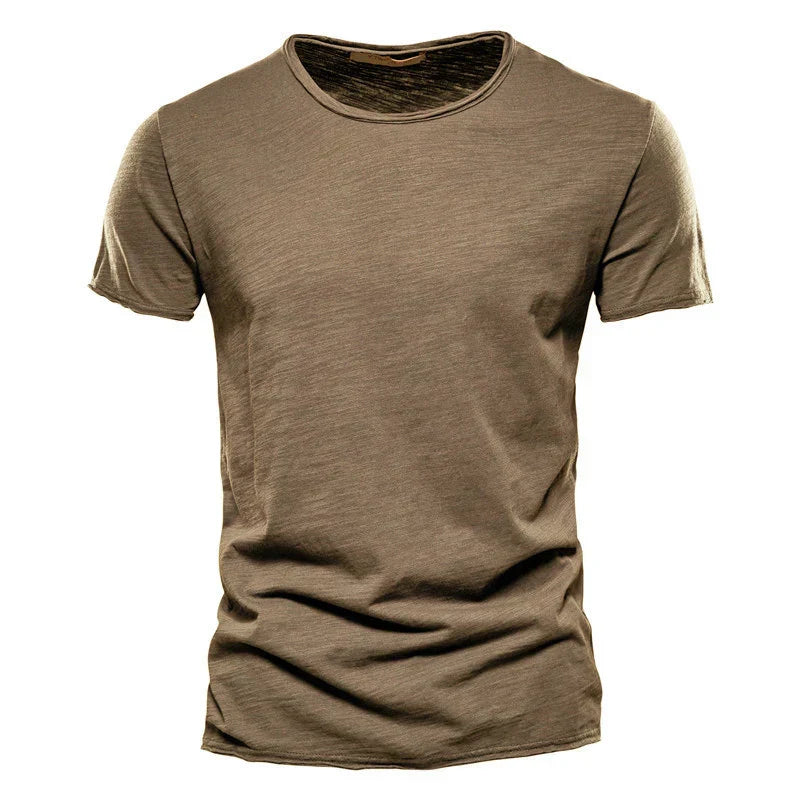 Werner Grau Slub Baumwoll-T-Shirt für Herren | Atmungsaktiv Slim Fit | Freizeit & Reisen | Unifarben - S/M/L/XL/2XL