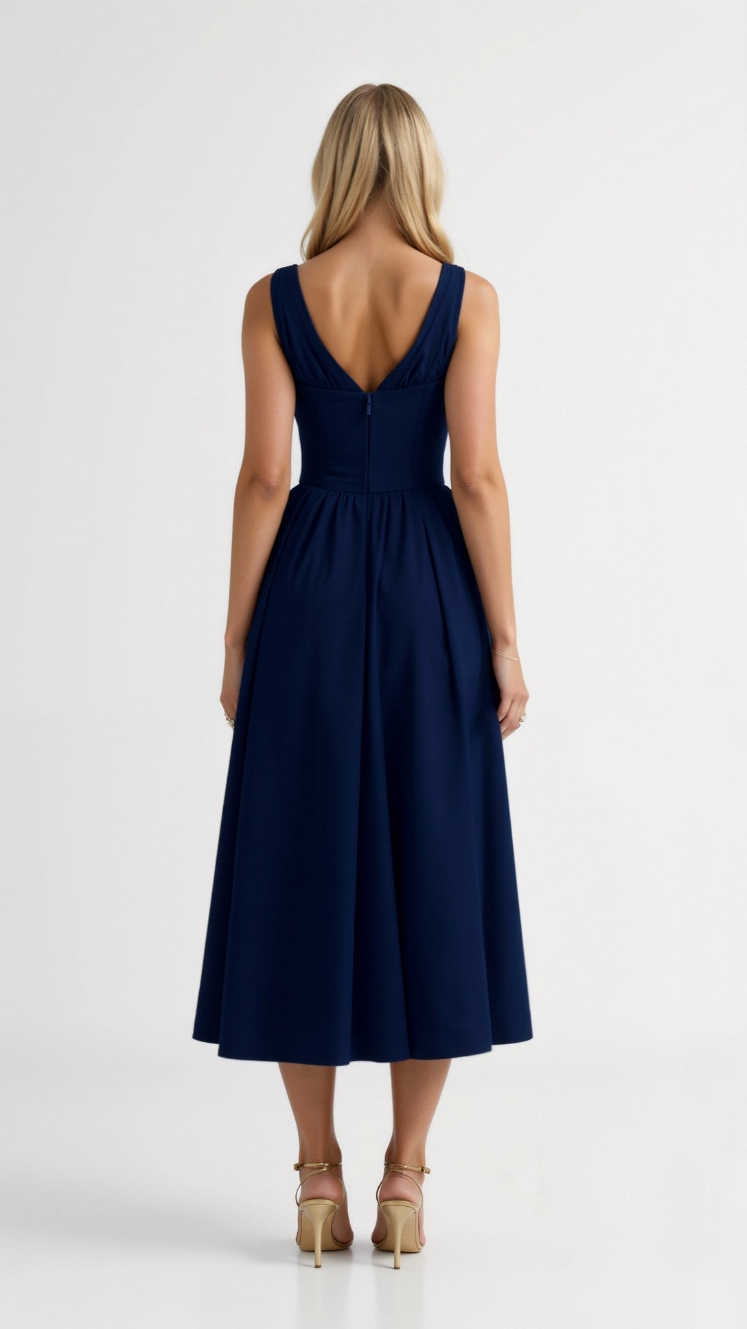 Cassandra Damen Midi Kleid | Eleganter V-Ausschnitt, Hochwertiger Stoff 0