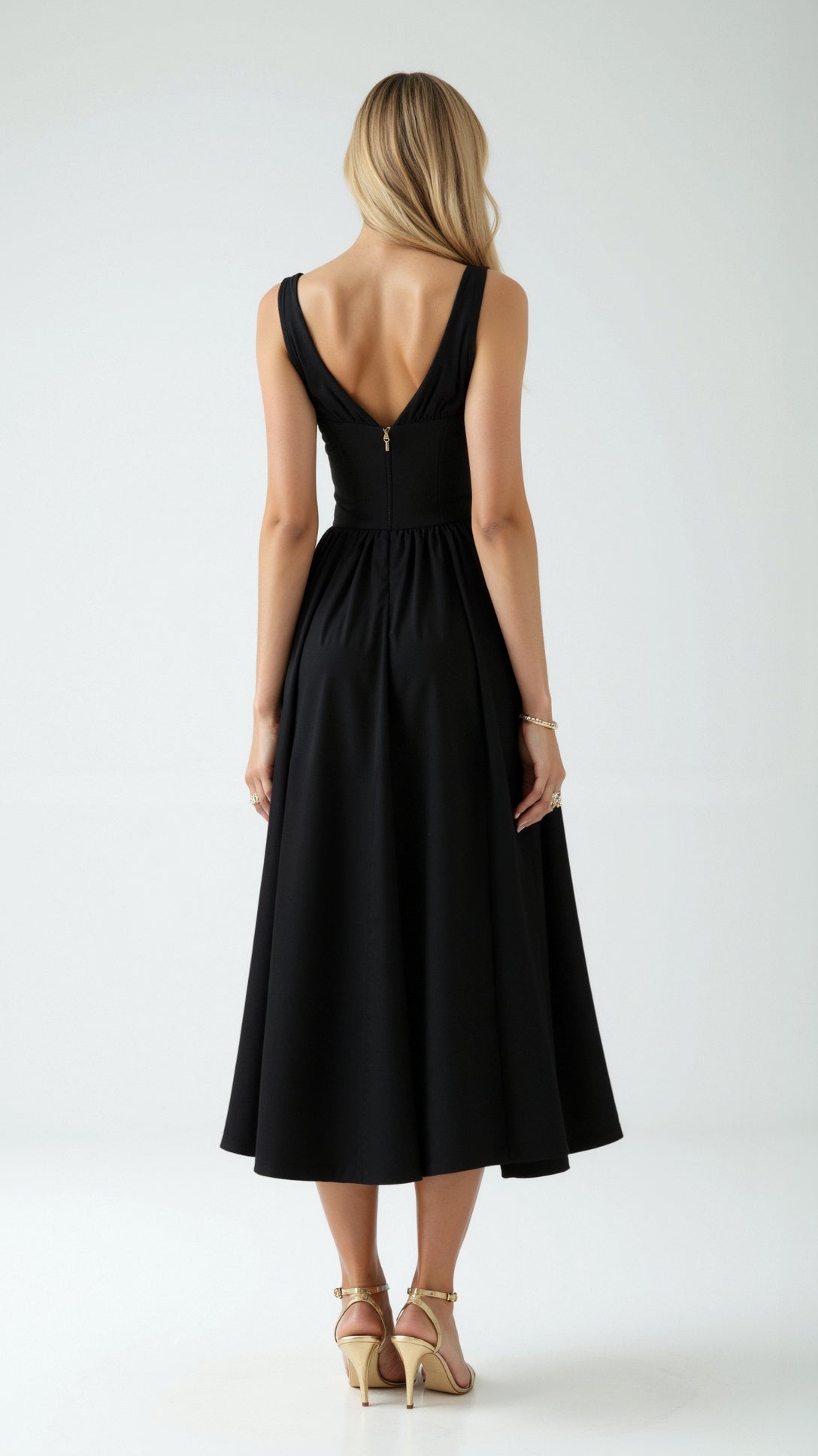 Cassandra Damen Midi Kleid | Eleganter V-Ausschnitt, Hochwertiger Stoff 4