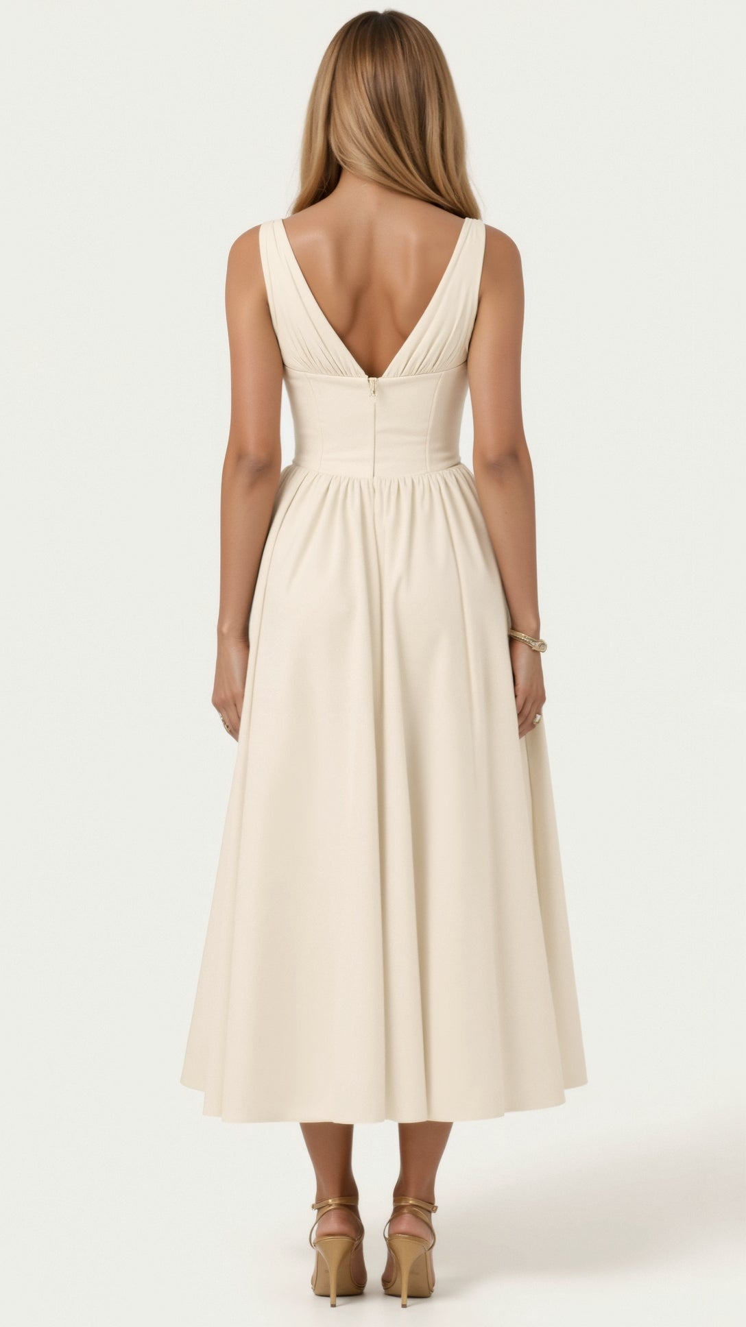 Cassandra Damen Midi Kleid | Eleganter V-Ausschnitt, Hochwertiger Stoff 7