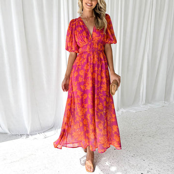 Catherine Frauen Maxi Kleid | V-Ausschnitt, Bequem 0