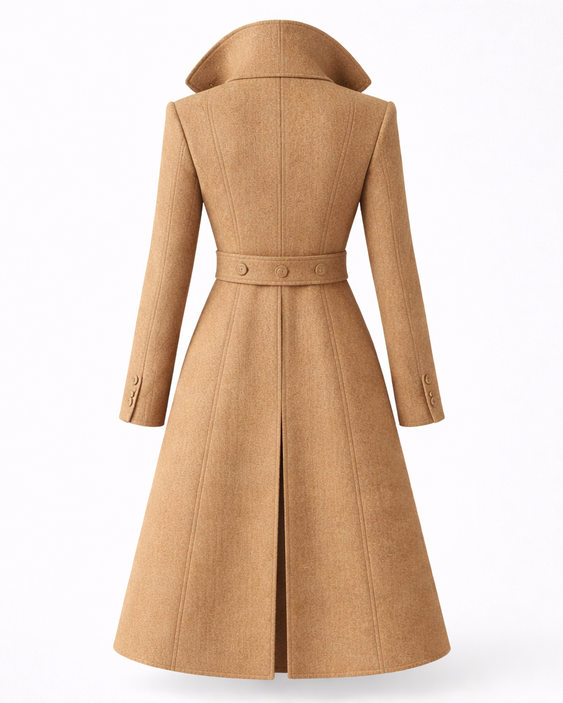 Lotti Schwarz Zweireihiger Tailierter Wollmix-Mantel für Damen | Eleganter Wintermantel Longline - S/M/L/XL/2XL/3XL