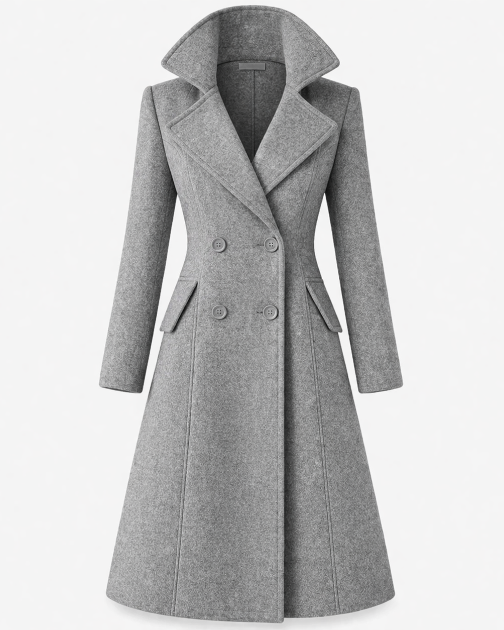 Lotti Schwarz Zweireihiger Tailierter Wollmix-Mantel für Damen | Eleganter Wintermantel Longline - S/M/L/XL/2XL/3XL