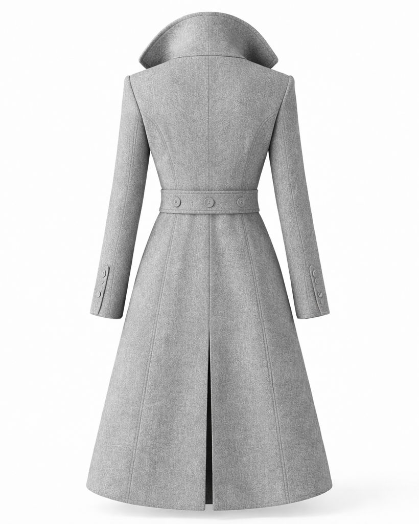 Lotti Schwarz Zweireihiger Tailierter Wollmix-Mantel für Damen | Eleganter Wintermantel Longline - S/M/L/XL/2XL/3XL