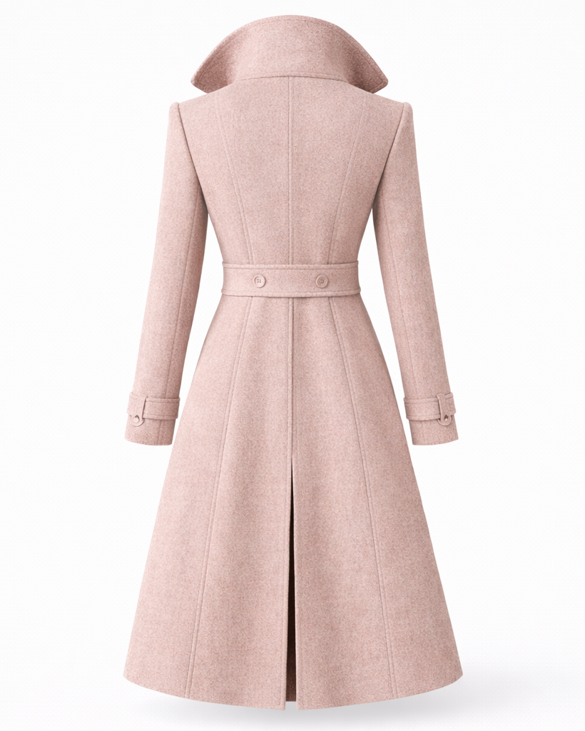 Lotti Schwarz Zweireihiger Tailierter Wollmix-Mantel für Damen | Eleganter Wintermantel Longline - S/M/L/XL/2XL/3XL