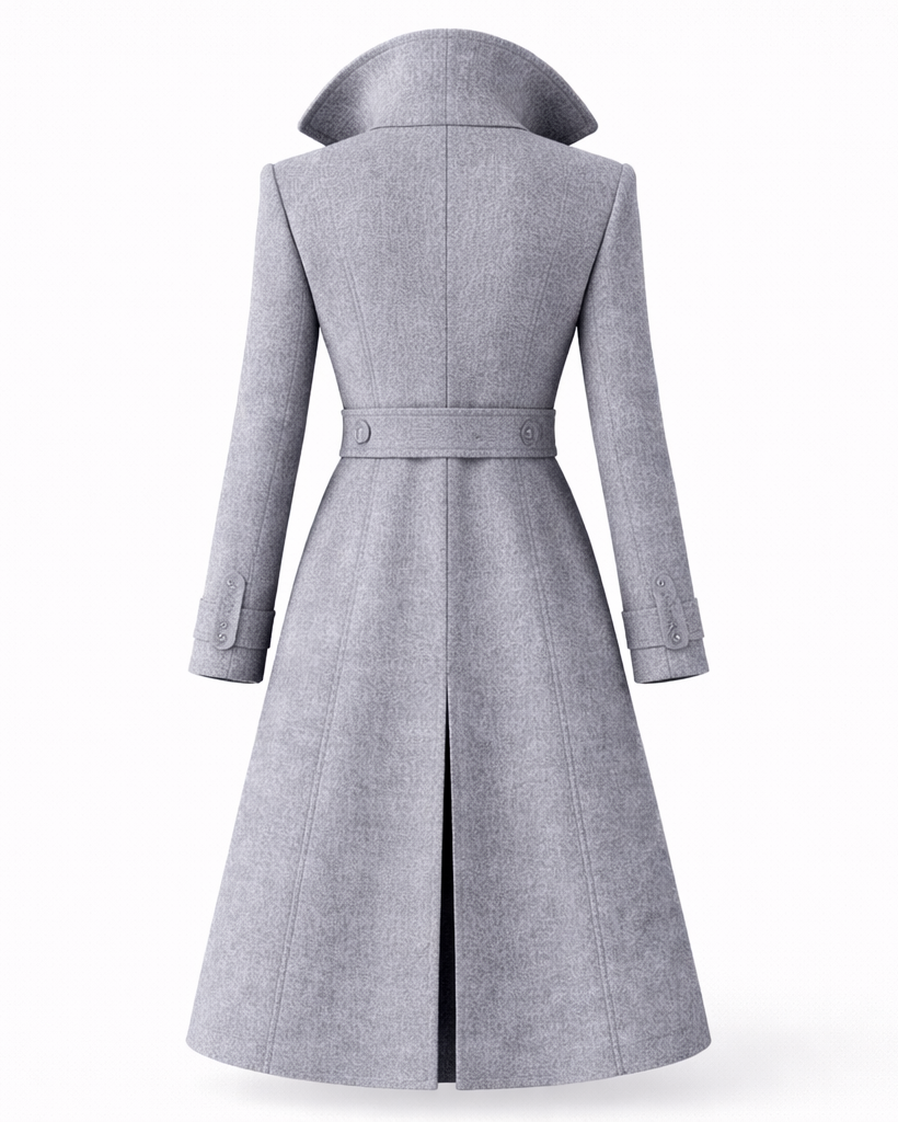 Lotti Schwarz Zweireihiger Tailierter Wollmix-Mantel für Damen | Eleganter Wintermantel Longline - S/M/L/XL/2XL/3XL