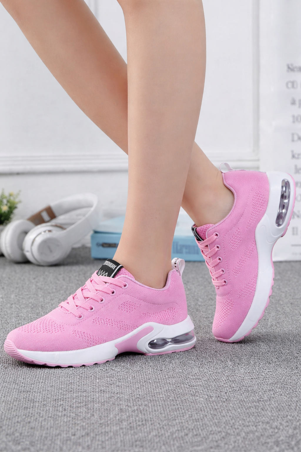 Doris Weiss Knit Air-Cushion Sneaker für Damen | Leichter Dämpfungsschuh - Alltag und Sport | Atmungsaktiv