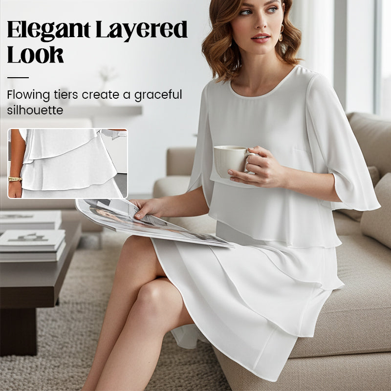 Chic Schichtkleid mit Puffärmeln für Frauen 2