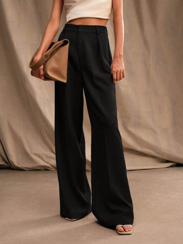 Ursula Schwarz Hochtaillierte Wide-Leg-Hose für Damen | Elegante Weite Passform - S/M/L/XL/2XL