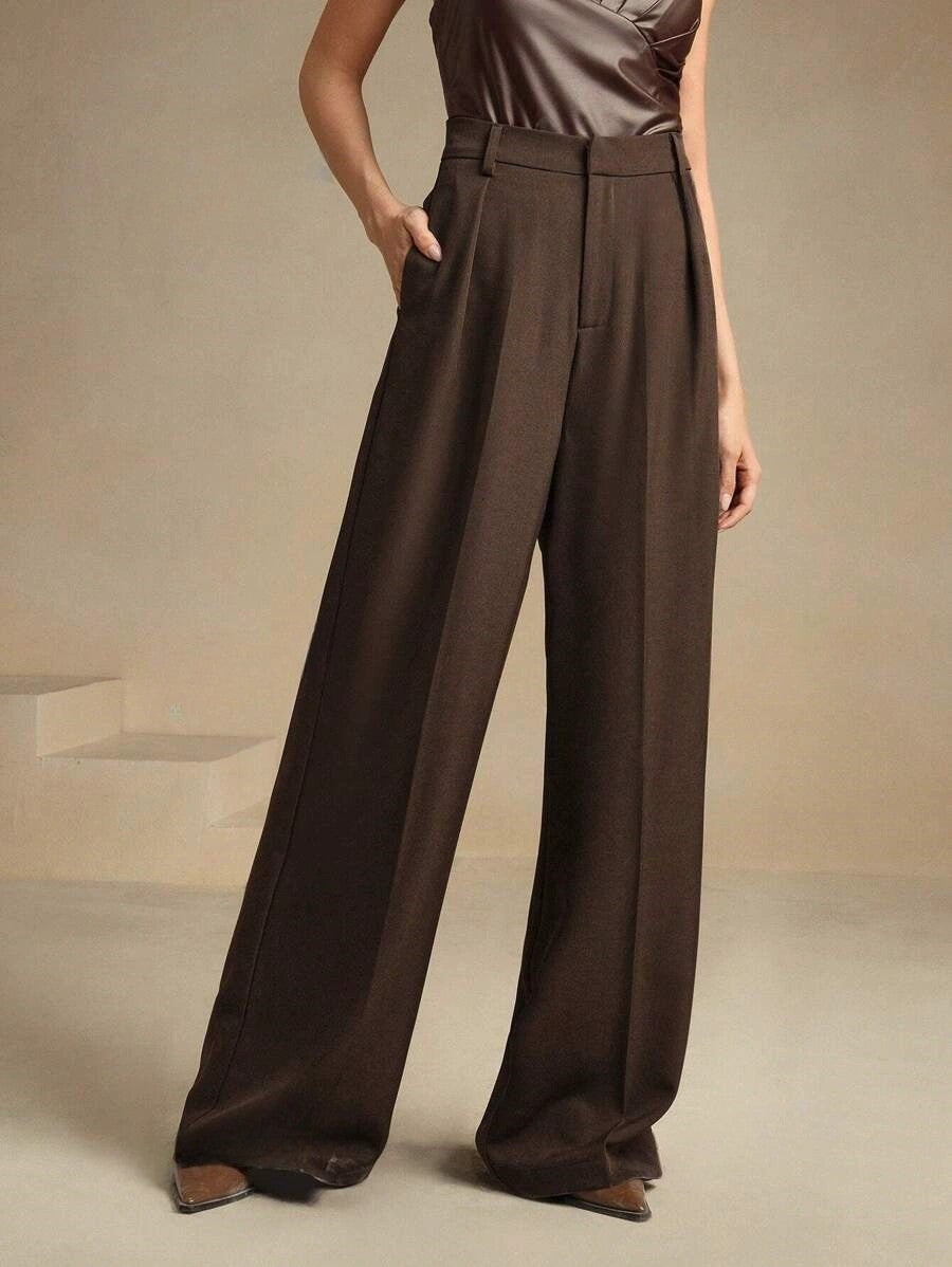 Ursula Schwarz Hochtaillierte Wide-Leg-Hose für Damen | Elegante Weite Passform - S/M/L/XL/2XL