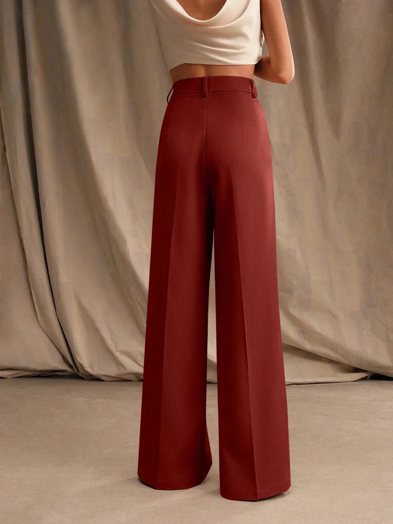 Ursula Schwarz Hochtaillierte Wide-Leg-Hose für Damen | Elegante Weite Passform - S/M/L/XL/2XL