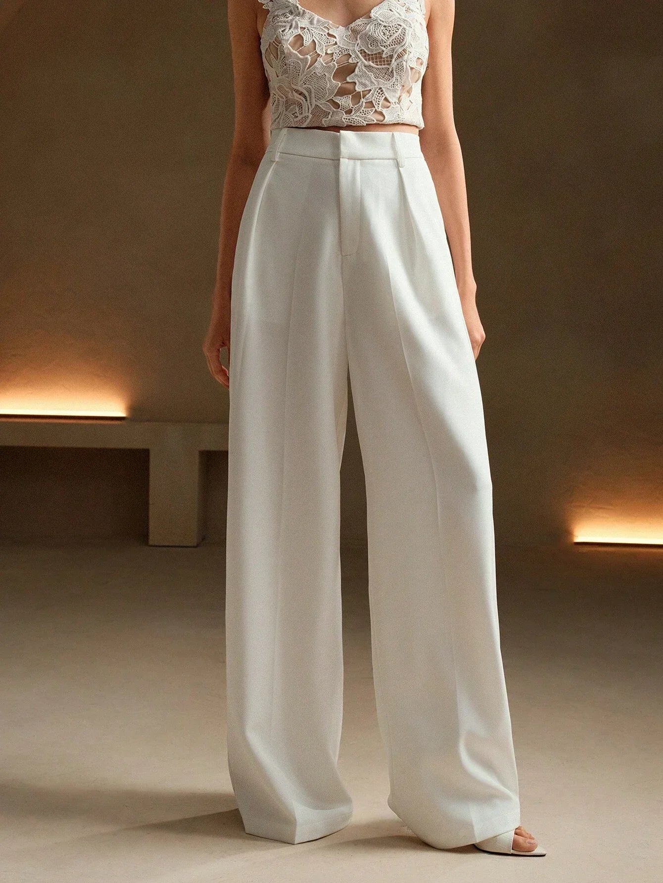 Ursula Schwarz Hochtaillierte Wide-Leg-Hose für Damen | Elegante Weite Passform - S/M/L/XL/2XL