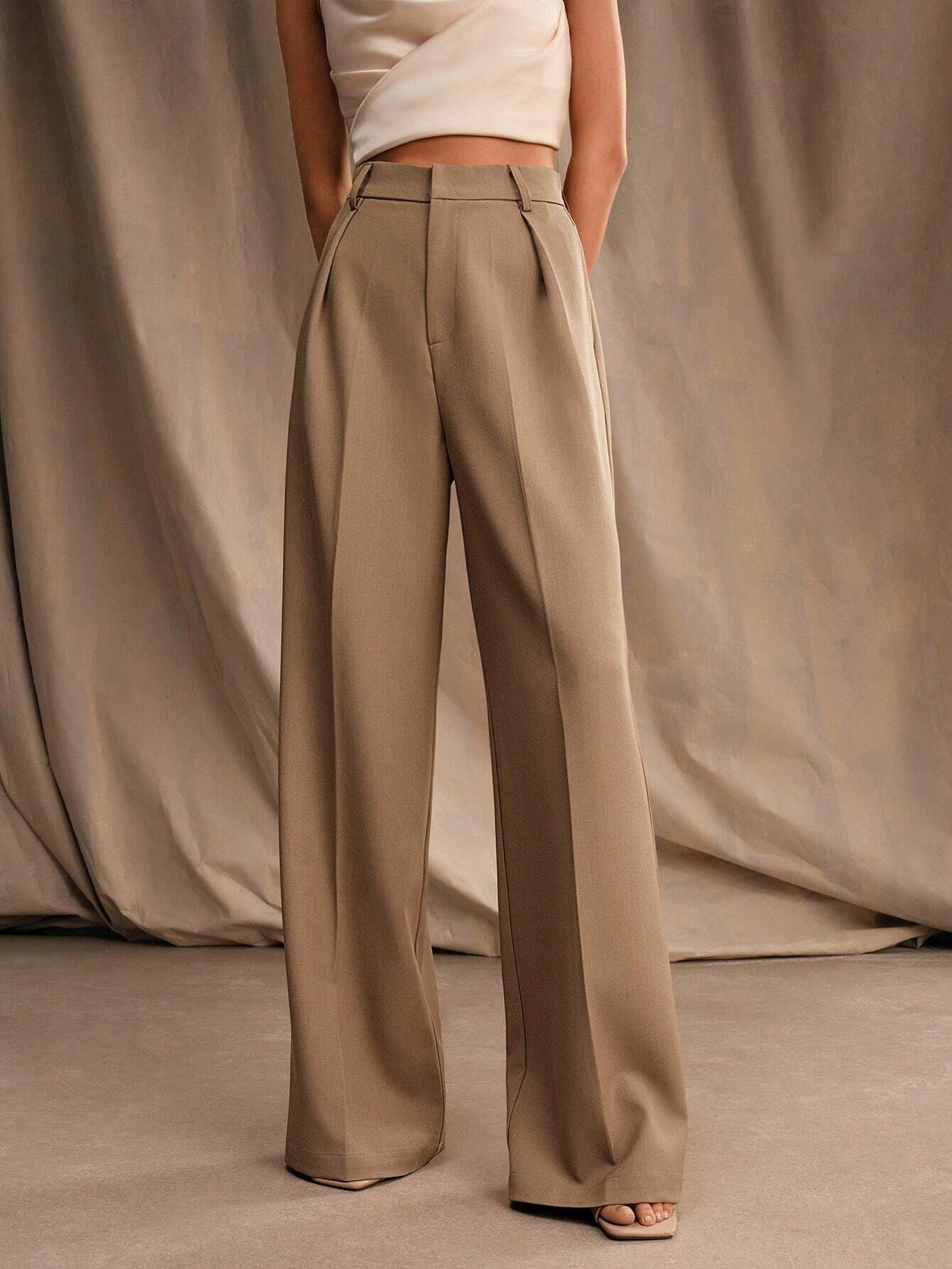 Ursula Schwarz Hochtaillierte Wide-Leg-Hose für Damen | Elegante Weite Passform - S/M/L/XL/2XL