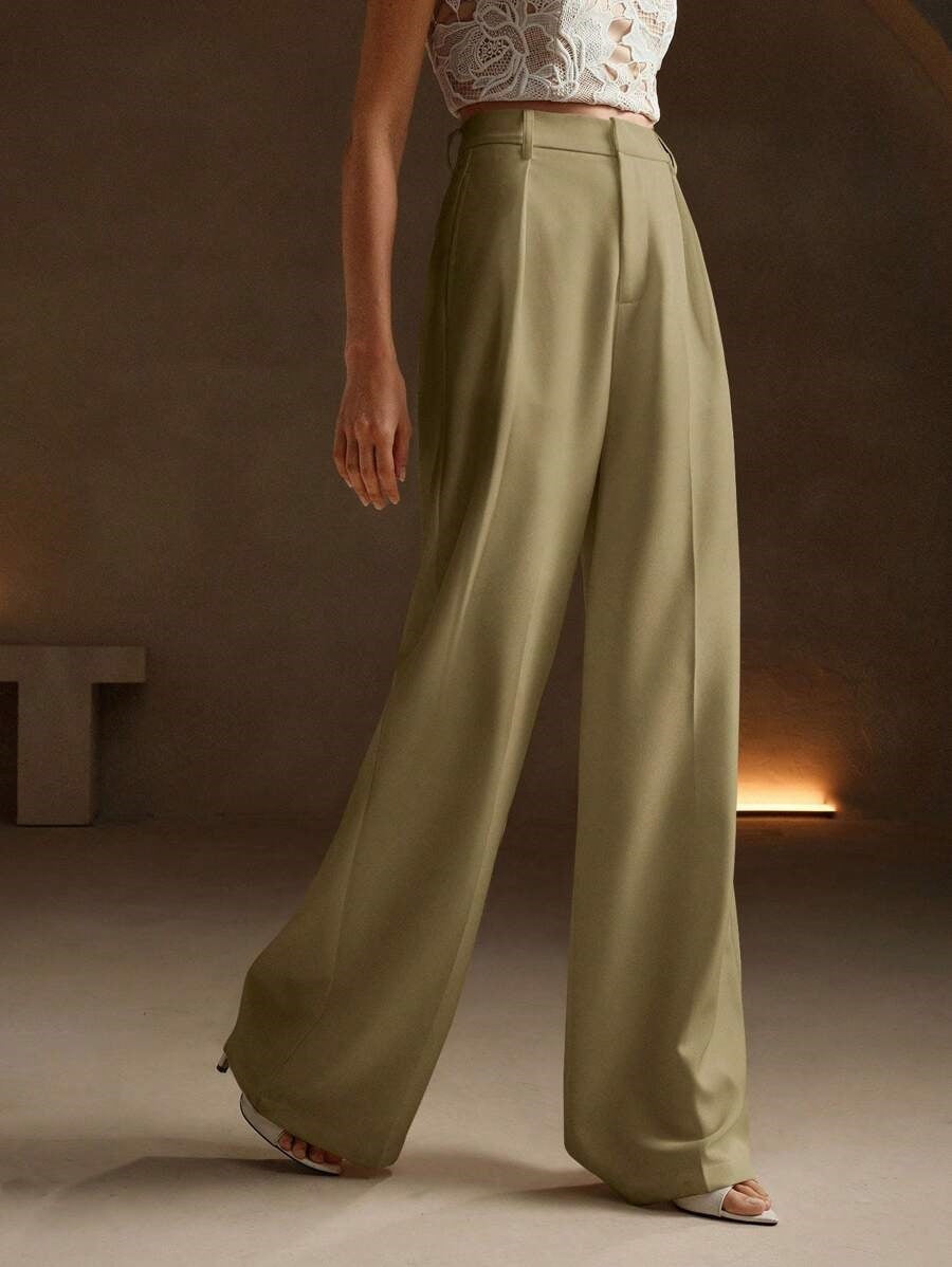 Ursula Schwarz Hochtaillierte Wide-Leg-Hose für Damen | Elegante Weite Passform - S/M/L/XL/2XL