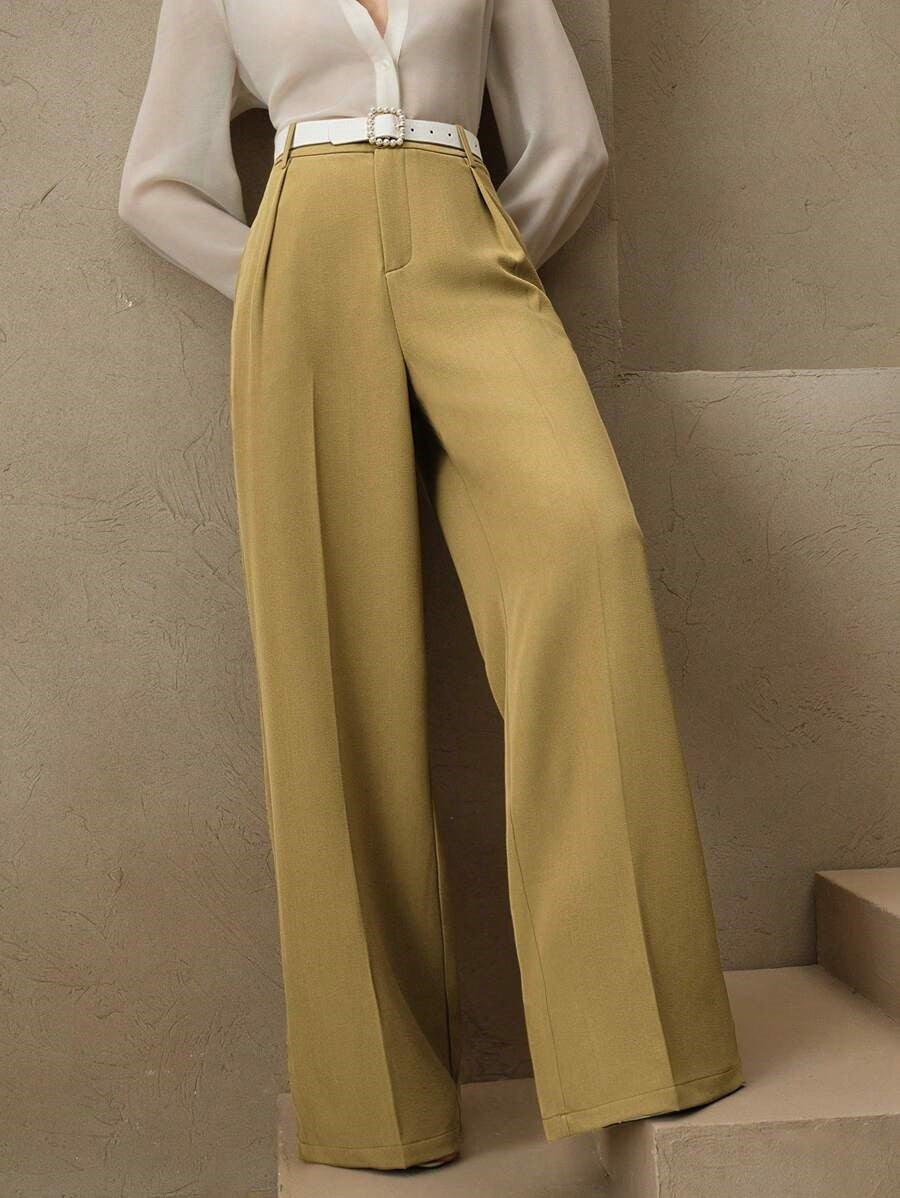 Ursula Schwarz Hochtaillierte Wide-Leg-Hose für Damen | Elegante Weite Passform - S/M/L/XL/2XL